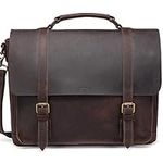 VASCHY Messenger Bag for Men, Genuine Leather Shoulder Bag Full Leather Laptop Bag for 15 Inch Vintage Satchel Briefcase with Detachable Strap (Coffee-Full Leather)