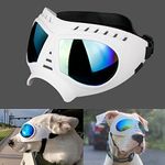 NAMSAN Dog Goggle UV Protection Dog Sunglasses Waterproof Windproof Adjustable Goggles for Middle/Large Dog-White