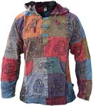 Gheri Men's Light Cotton Grandad Hippie Festival Hoodie Stonewashed Medium