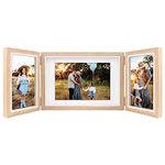 Triple Photo Frame Multiple Photos 3 Picture Frames 4x6 and 5x7 Photos Wood Grain