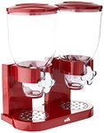 Honey-Can-Do Double Cereal Dispenser with Portion Control, Red and Chrome