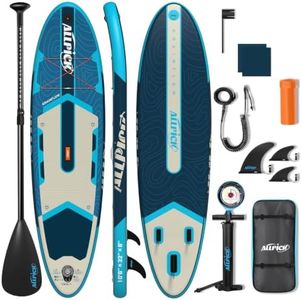 ALLPICK Premium SUP Board Set, Stand Up Paddling Board Aufblasbar, Mit Universal Kamerahalterung, Komplettes Zubehör, Verstellbares Paddel, Anfänger, Fortgeschrittene,200kg,Tiefseeblau