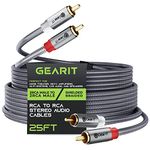 GearIT RCA Cable (25FT) 2RCA Male to 2RCA Male Stereo Audio Cables Shielded Braided RCA Stereo Cable for Home Theater, HDTV, Amplifiers, Hi-Fi Systems, Car Audio, Speakers, 25 Feet