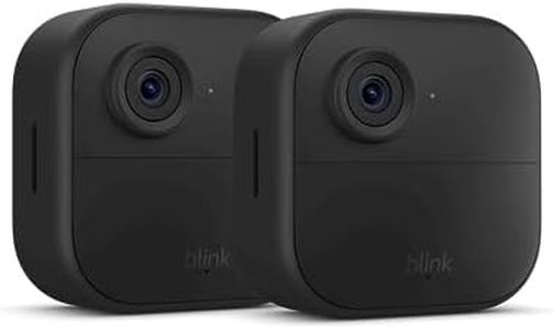 Blink Outdoor 4 (newest model), Wire-free smart security camera, two-year battery life, two-way audio, HD live view, enhanced motion detection, Works with Alexa – 2 camera system