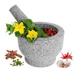 GRANDMA SHARK Mortar and Pestle Set, 14 cm Diameter Large Capacity Hard Granite Mortar, Premium Solid Granite Stone (14×10cm, Single Pestle)