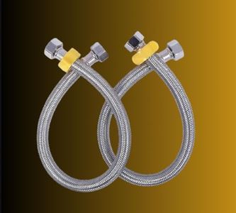 JAGGER JAG324 Stainless Steel Braided Flexible Connection Pipe for Geyser, Wash Basin & Toilet Flush | SS Wire Water Supply Hose | Leak Proof, Rust Resistant, (Silver, 24 Inch) - Pack of (2)