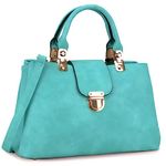 Dasein Women Satchel Handbags Top Handle Purse Medium Tote Bag Vegan Leather Shoulder Bag, Turquoise, average