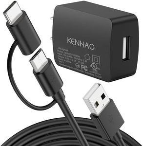 Tablet/E-Reader Charger for All Kindle Fire HD 6 7 8 10, Oasis Paperwhite, Kids E-Book, TV Stick Firestick, Samsung Galaxy Tab A S2, 2.1A Charging Block + 6FT Micro USB Cable Cord with Type C Adapter