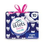 Lil-Lets Teens Night Pads X 10, Petite Towels For Girls & Teenagers, With Wings, For Heavy Flow, Unscented, Soft & Breathable, First Period Sanitary Towels, 1 Pack of 10 Pads