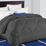 All Season Queen Size Comforter Grey,Thick Comforter for Night Sweats,Down Alternative Comforter,Duvet Insert with 8 Corner Tabs, Winter Warm Quilts Hotel Collection Reversible Fluffy Hypoallergenic