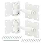 SANKINS Self Closing Gate Hinges Heavy Duty Hardware Hinges for Wooden/Vinyl/PVC Fences, 90 Degree Adjustable Gate Hinge with Installation Screws and Swing Adjuster Tool, 2 Pack/Set, White