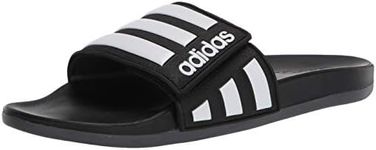 adidas Men's Adilette Comfort Adjustable Slides, Core Black/White/Grey, 9