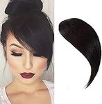 Air Side Bangs Clip in Human Hair Bangs Straight Clip on Side Bang Fringe Real Hair Extensions(Natural Black)