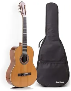 Classical Guitar with Soft Nylon Strings by Hola! Music, Full Size 39 Inch Model HG-39GLS, Natural Gloss Finish - FREE Padded Gig Bag Included