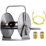WINGOFFLY Stainless Steel Hose Reel Water Hose Holder & Storage Holds 147-Feet of 5/8-Inch Hose with Hose Connectors Accessories(Style A)