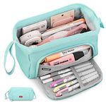 Mamowla Large Pencil case for Girls Super Large Pencil case for Women Pencil case Smooth Zipper Durable Stationery Organizer, Blue, Modern