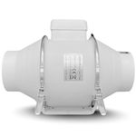 AirTech-UK FlowMax Turbo Inline Extractor Fan 100mm / 4 inches - Single Speed Bathroom Extractor Fan with Timer - Silent and High Power Inline Fan for Bathroom - Ceiling, Toilet, Loft installation
