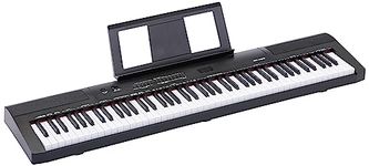 Amazon Basics - 88 Semi-Weighted Keys Portable Digital Piano with Sustain Pedal, 2 Speakers, 140 Timbres, 200 Rhythms, 16 Demo Songs, Metronome, Lesson Mode, Black