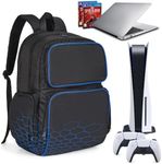 HuiJuKeJi Game Backpack for PS5/PS5 Slim Gaming Accessories,19" Laptop Protective Carrying Case,Travel Storage Shoulder Bag for Playstation 5 Console,Disc,Controller, Headphone,Game Card