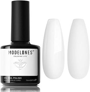 Modelones Gel Nail Polish, 1 Pcs 15ml Milky Pure White Color Gel Polish Set Soak Off LED Long-Wear Mirror Shine Essential Nail Gel Salon Manicure Design DIY at Home, 0.5 Fluid Ounces