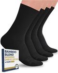 Pembrook Bamboo Womens Trouser Socks - 4 Pairs Crew Womens Dress Socks | Bamboo Socks Womens | Dress Socks Women, Black - 4 Pairs, Large