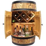 weeco Barrel Bar with Door + Wine Rack + LED 80 x 50 cm Oak Colour Old Style Wooden Barrel Wine Barrel - Wall Bar - Home Bar Vintage Rustic Wooden Bar Barrel Whisky Wine Bar Bar Table Bar Table Bar