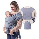 Momcozy Baby Wrap Carrier Slings, Infant Carrier Slings for Newborn up to 50 lbs, Baby Wrap Adjustable for Adult Fits Sizes XXS-XXL, Easy to Wear Baby Carriers, Ergonomic Front Facing/Back, Grey