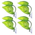 Lystaii 4pcs Betta Fish Leaf Pad with Suction Cup, Betta Bed Leaf Hammock Double Leaf Design Lightweight and Realistic Resting Spot Breeding Decoration Comfortable Laying Hiding Habitat