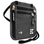 Zero Grid Neck Wallet w/RFID Blocking- Concealed Travel Pouch & Passport Holder (Shadow Grey)