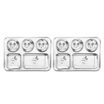 KITCHEN CLUE Stainless Steel 5 In 1 Compartment Plates/Dinner Plates For Kids (Set Of 2 Pcs, Dia- 35cm) Comes With Laser Design (Mickey Mouse) Looks Elegant & Beautiful - Highly Durable & Food Safe