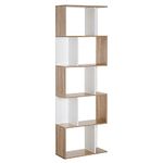 HOMCOM Modern Bookcase 5-Tier Display Shelf Storage Shelf Room Divider Living Room Home Office Furniture, White