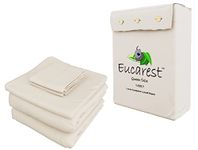 Eucalyptus Lyocell Bed Sheets, Hypoallergenic 100% Organic Tencel, Thermal Regulating and Moisture Wicking for Hot Sleepers, Superior to Bamboo and Cotton. Extra Deep Pockets Queen Size - Ivory