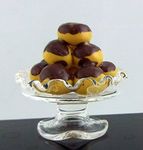 Melody Jane Dolls House Miniature Profiteroles in Pedestal Glass Dish Cake Stand