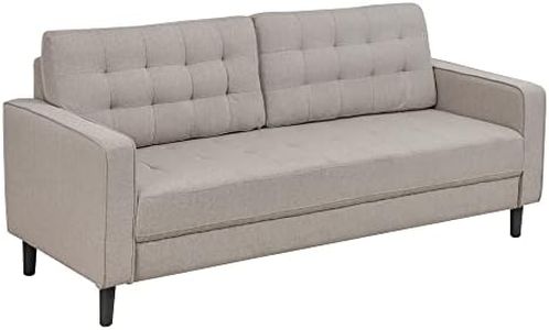 Baroni Home Divano 3 Posti, Divano Imbottito con Rivestimento in Tessuto Traspirante Trapuntato, Design Moderno, Beige