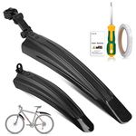 TAGVO Bike Mudguard Set for 20/22/24/26 inch,2 Parts-Universal Full Cover Thicken Widen Bicycle Fender Set Mountain Bike Front&Rear Mud Guard Adjustable Bike Fender Mudflap for MTB Mountain Road Bike