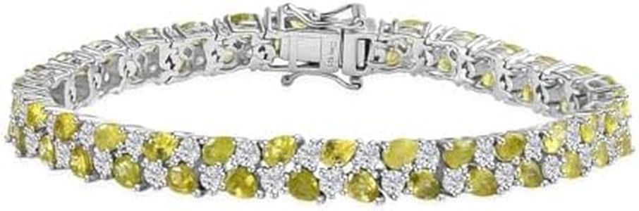 SHOP LC DELIVERING JOY Sphene Moissanite Pear 925 Sterling Silver Rhodium Plated Bracelet for Women Jewelry Size 7.25" Ct 11.07 Birthday Christmas Gifts