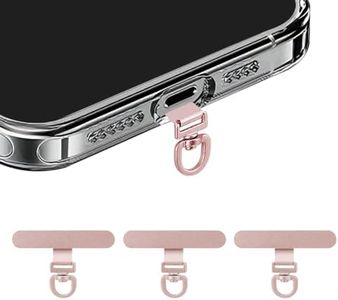 360° Rotating Stainless Steel Phone Tether Tab (Rose Gold 3-Pack) - Universal for iPhone & Other Phones (Fits Wristbands/Necklaces/Crossbody Straps)