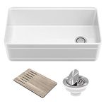 Kraus Turino Reversible Fireclay Single Bowl Kitchen Sink, 33 Inch, Gloss White