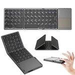 Folding Bluetooth Keyboard, Portable Mini Ultra-Slim Wireless Keyboard with Touchpad for iOS, Android, Windows, PC, Tablet, Smartphone with Built in Rechargeable Battery