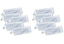 LRS Premium Grade Clear Acrylic 2-Sided Display Option V-Shaped Desk Name Plate for Name Plate Display for Business Conference, Reusable Table Place-Cards Holders for Wedding Restaurant and School - 8 Inch - Pack of 10