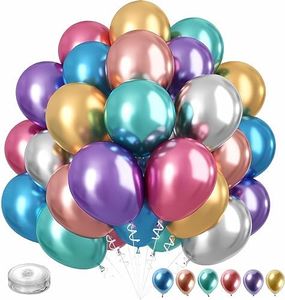 Lumjoy 54pcs 12cm/5inch Small Metallic Chrome Balloons Multicolor Mixed Assorted Colors Helium Latex Party Mini Balloon for Birthday Baby Shower Wedding Engagement Graduation Festival Decorations
