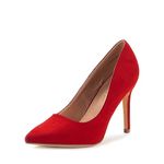 DREAM PAIRS Women's Red Suede High Heel Pump Shoes - 6 M US