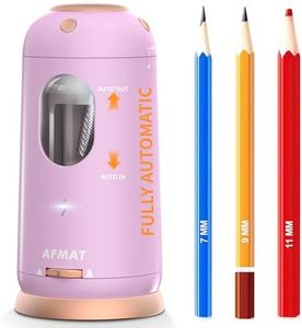 AFMAT Electric Pencil Sharpener, Auto in & Out, Fully Automatic Pencil Sharpener, Rechargeable Hands-Free Sharpeners for Jumbo & Colored Pencils (7-11.5mm), Good for Classroom/Home PSC8(Light Purple)
