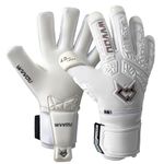 WVVOU Soccer Goalie Gloves for Adults and Youth, High Performance Goalkeeper Glove with 5 Detachable Finger Saves, Breathable Soccer Gloves with 4mm Sticky Latex Palm (White, 10)