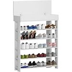 DlandHome Entryway 5 Tiers Shoe Racks with Flip Top Wood Shoes Storage Shelf Organizer,White 10CZWKL24-WH-DCA