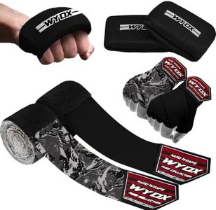 WYOX Gel Boxing Hand Wraps Pair of 2 | Inner Gloves for Men Women – Elasticated Padded Long Wrist Straps Muay Thai MMA, Kickboxing, BJJ Combat Sports Training (2, Grey/Black, 4.5 Meter)