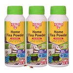 Zero In Home Flea Powder - Flea Treatment for House, Kills Fleas & Larvae, Absorbs Odours - Carpets, Rugs, Furniture & Pet Bedding – Fresh Aroma, 10m² Coverage, Wood Floor Safe - 300g x 3 Multi-Pack
