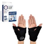 Doctor Developed Thumb Support Brace & Doctor Handbook - Trigger Thumb Brace, Thumb Support For Arthritis - Thumb Spica Splint - Thumb Splint For Right Hand/Left (Black, Pair)