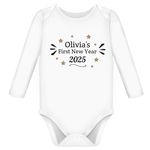 My First Baby New Year Outfit Vest Baby Grow Newborn Baby Clothes Unisex Boy Girl Personalised 2022 2023 (Long Sleeve, 3-6 Months)