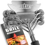 GRILLART Grill Brush and Scraper Bristle Free – Safe BBQ Brush for Grill – 18'' Stainless Grill Grate Cleaner - Safe Grill Accessories for Porcelain/Weber Gas/Charcoal Grill – Gifts for Grill Wizard